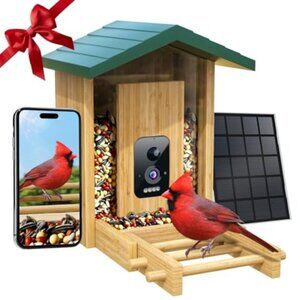 Smart Bird Feeder with Camera Solar-Powered, 5MP AI Identifies Birds 12000+, Col